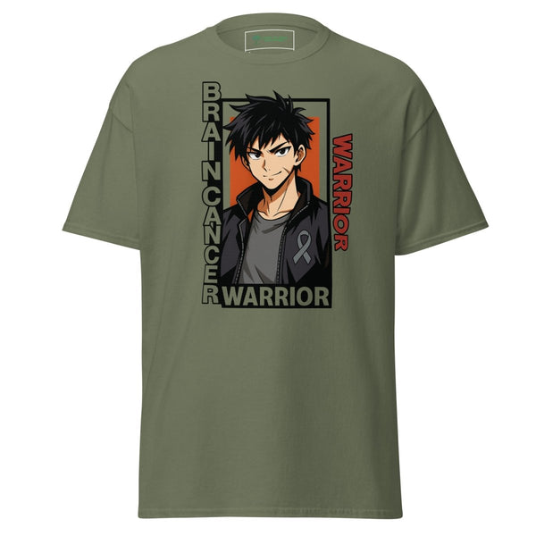 Anime Black Haired Warrior Tee - JohnVsGBMMilitary GreenS