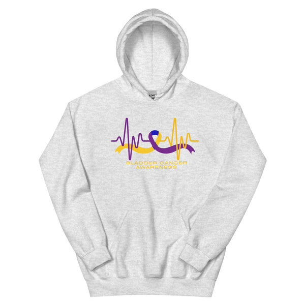 Bladder Cancer Ribbon Heartbeat Hoodie - JohnVsGBMAshS