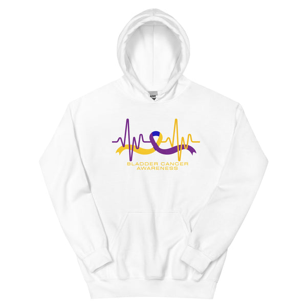 Bladder Cancer Ribbon Heartbeat Hoodie - JohnVsGBMWhiteS