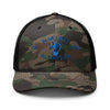 Blue Light Embroidered Camouflage Trucker Hat - JohnVsGBMCamo/Black