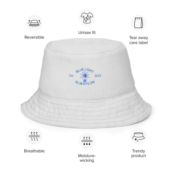 Blue Light/FU Cancer Reversible Bucket Hat - JohnVsGBMXS