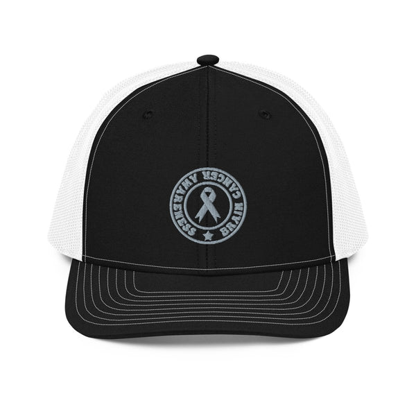 Brain Awareness Embroidered Trucker Cap - JohnVsGBMBlack / White