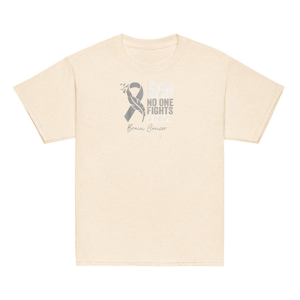 Brain Cancer Awareness No One Fights Alone Youth Classic Tee - JohnVsGBMNaturalXS