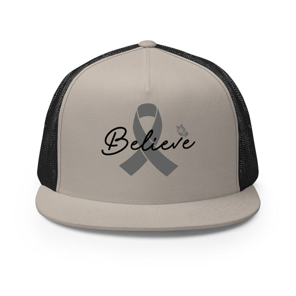 Brain Cancer Believe Trucker Cap - JohnVsGBMSilver/ Black