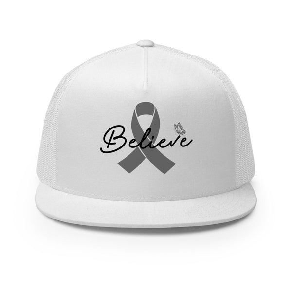 Brain Cancer Believe Trucker Cap - JohnVsGBMWhite