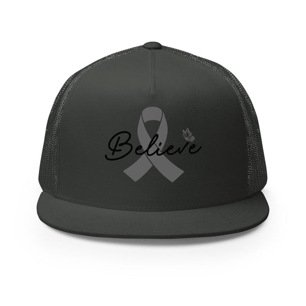 Brain Cancer Believe Trucker Cap - JohnVsGBMCharcoal