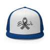 Brain Cancer Believe Trucker Cap - JohnVsGBMRoyal/ White/ Royal