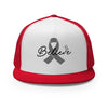 Brain Cancer Believe Trucker Cap - JohnVsGBMRed/ White/ Red
