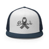 Brain Cancer Believe Trucker Cap - JohnVsGBMNavy/ White/ Navy