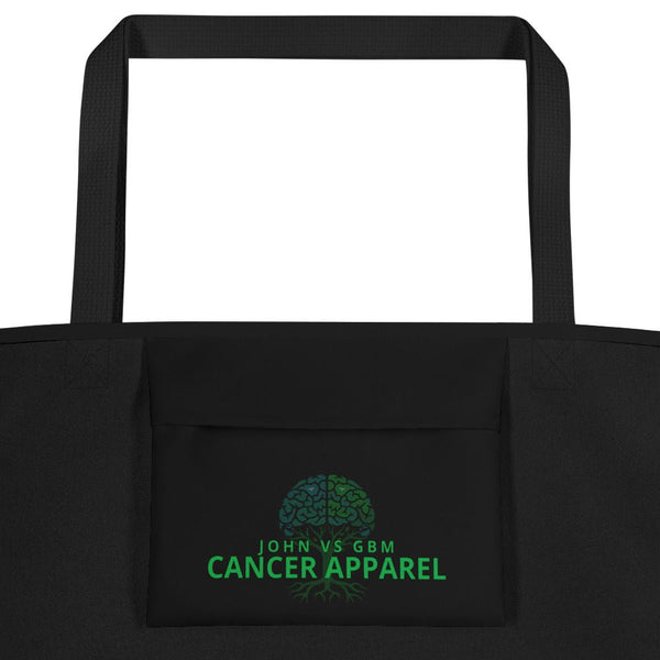 Brain Cancer Black n Gray Large Tote Bag - JohnVsGBMBlack