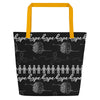 Brain Cancer Black n Gray Large Tote Bag - JohnVsGBMYellow