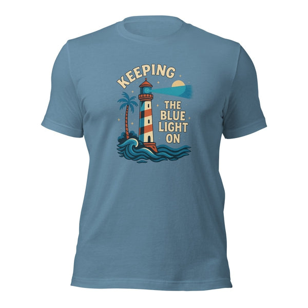 Brain Cancer Blue Light "Light House" Tee - JohnVsGBMSteel BlueXS