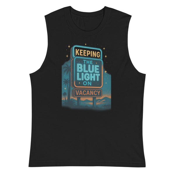 Brain Cancer Blue Light Motel Muscle Shirt - JohnVsGBMBlackS