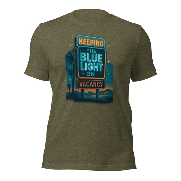 Brain Cancer Blue Light Motel Tee - JohnVsGBMHeather OliveXS