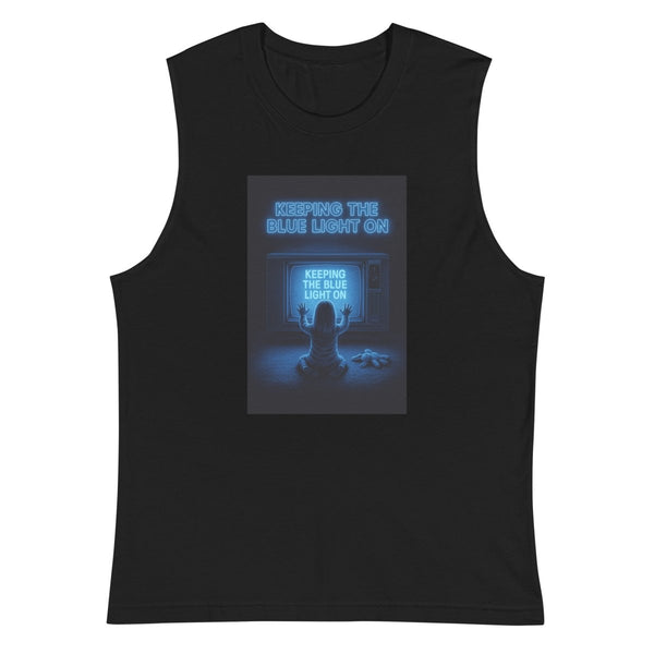 Brain Cancer Blue Light Poltergeist Theme Muscle Shirt - JohnVsGBMBlackS