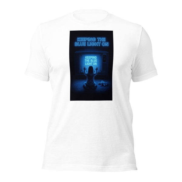 Brain Cancer Blue Light Poltergeist Theme Tee - JohnVsGBMWhiteXS