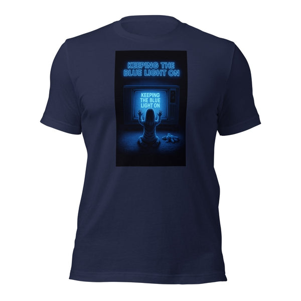 Brain Cancer Blue Light Poltergeist Theme Tee - JohnVsGBMNavyXS