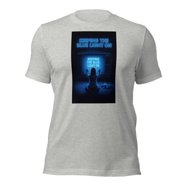 Brain Cancer Blue Light Poltergeist Theme Tee - JohnVsGBMAthletic HeatherXS