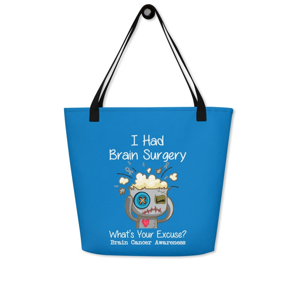 Brain Cancer Excuses Large Tote - JohnVsGBMBlack