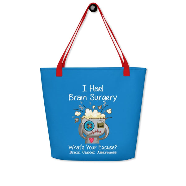 Brain Cancer Excuses Large Tote - JohnVsGBMRed