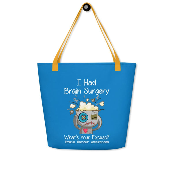 Brain Cancer Excuses Large Tote - JohnVsGBMYellow