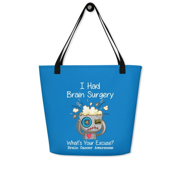 Brain Cancer Excuses Large Tote - JohnVsGBMBlack