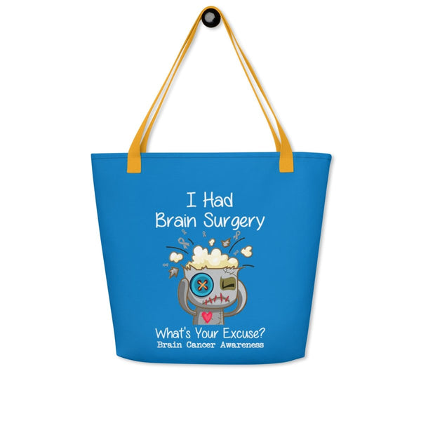 Brain Cancer Excuses Large Tote - JohnVsGBMYellow