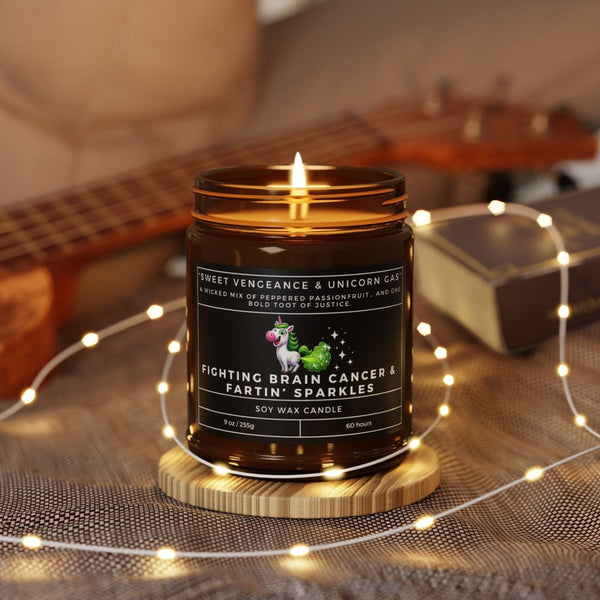 Brain Cancer Fartin' Sparkles Soy Candle - JohnVsGBM9ozAmberChristmas Warmth