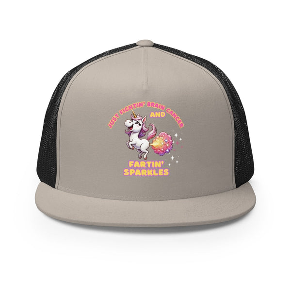 Brain Cancer Fartin' Trucker Cap - JohnVsGBMSilver/ Black