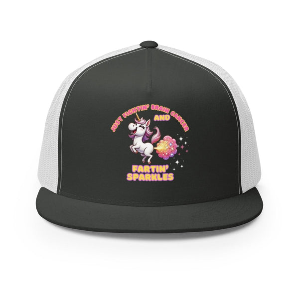 Brain Cancer Fartin' Trucker Cap - JohnVsGBMCharcoal/ White