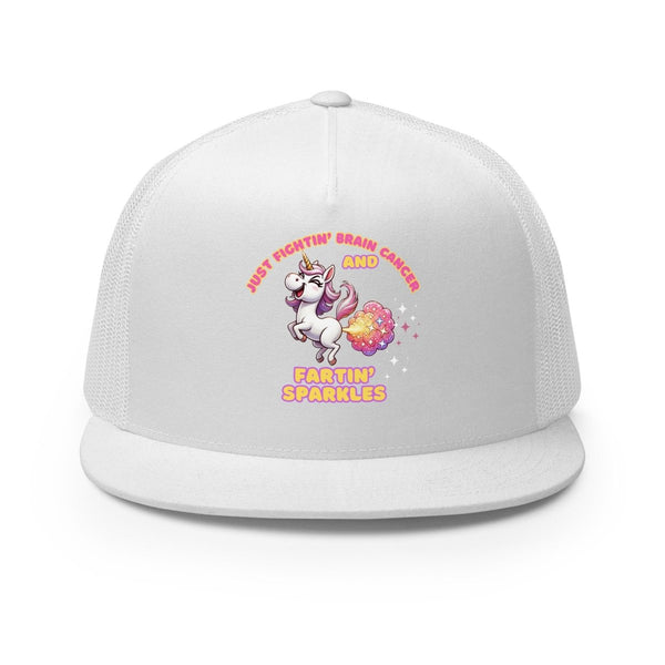 Brain Cancer Fartin' Trucker Cap - JohnVsGBMWhite