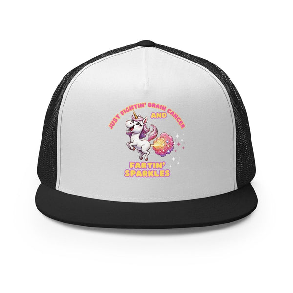 Brain Cancer Fartin' Trucker Cap - JohnVsGBMBlack/ White/ Black