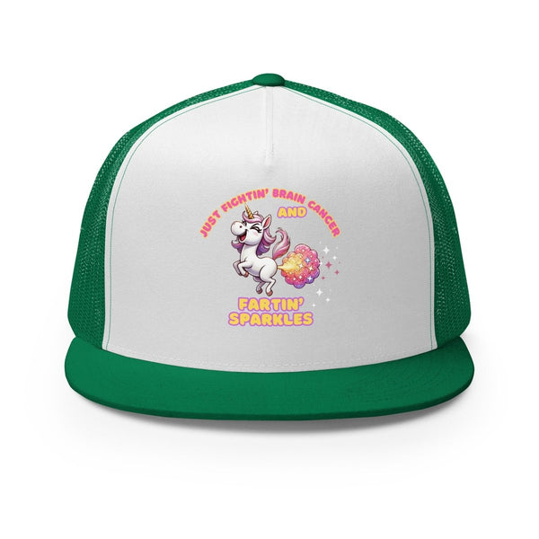 Brain Cancer Fartin' Trucker Cap - JohnVsGBMKelly/ White/ Kelly