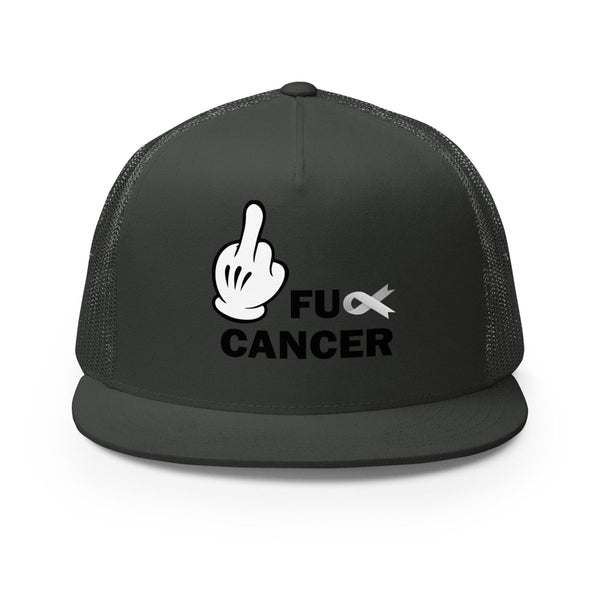 Brain Cancer Fu Finger Trucker Cap - JohnVsGBMCharcoal