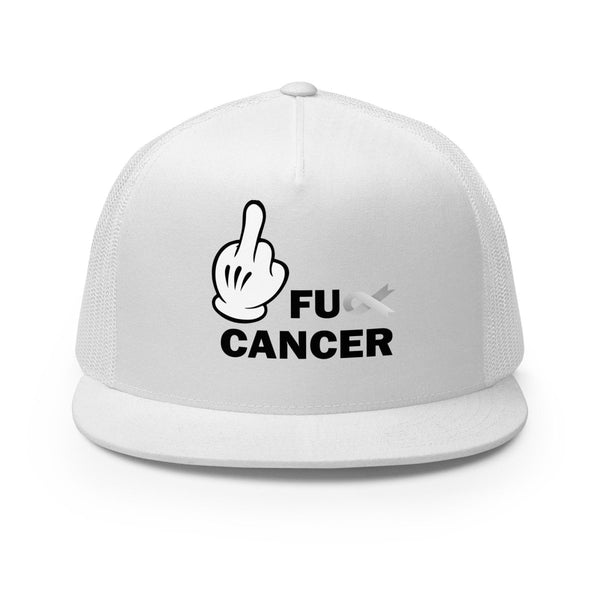 Brain Cancer Fu Finger Trucker Cap - JohnVsGBMWhite