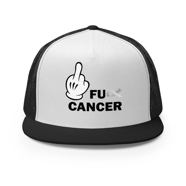 Brain Cancer Fu Finger Trucker Cap - JohnVsGBMBlack/ White/ Black