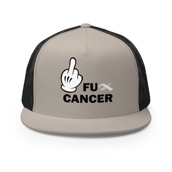 Brain Cancer Fu Finger Trucker Cap - JohnVsGBMSilver/ Black