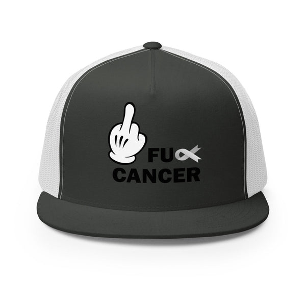 Brain Cancer Fu Finger Trucker Cap - JohnVsGBMCharcoal/ White