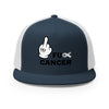 Brain Cancer Fu Finger Trucker Cap - JohnVsGBMNavy/ White