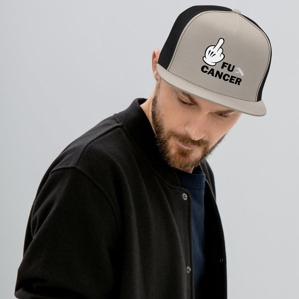 Brain Cancer Fu Finger Trucker Cap - JohnVsGBMSilver/ Black
