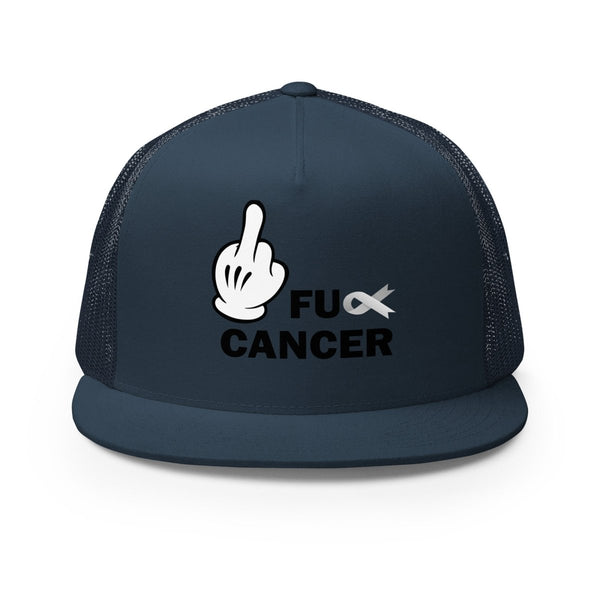 Brain Cancer Fu Finger Trucker Cap - JohnVsGBMNavy