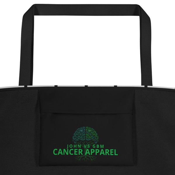 Brain Cancer Green Moss Large Tote Bag - JohnVsGBMBlack