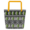 Brain Cancer Green Moss Large Tote Bag - JohnVsGBMYellow