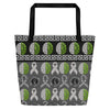 Brain Cancer Green Moss Large Tote Bag - JohnVsGBMBlack