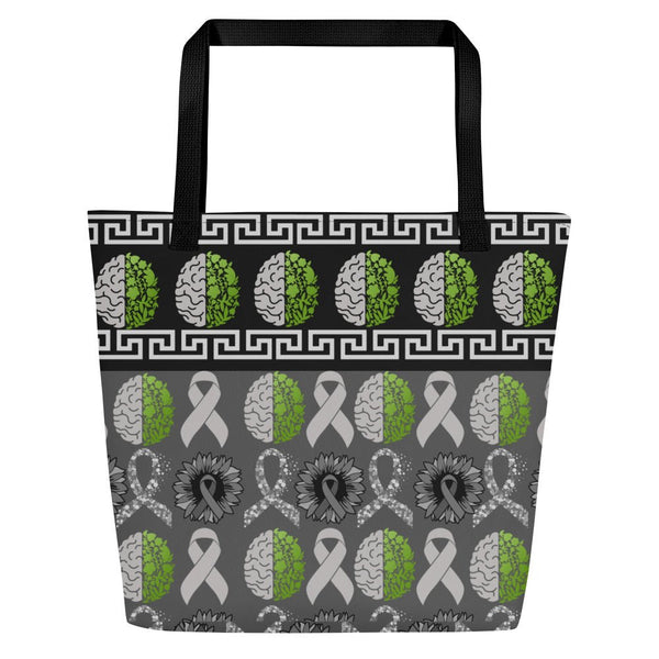 Brain Cancer Green Moss Large Tote Bag - JohnVsGBMBlack