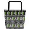 Brain Cancer Green Moss Large Tote Bag - JohnVsGBMBlack
