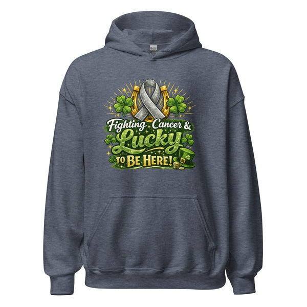 Brain Cancer Green/Grey Irish Hoodie - JohnVsGBMHeather Sport Dark NavyS