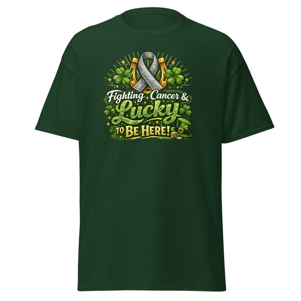 Brain Cancer Green/Grey Irish Tee - JohnVsGBMForest GreenS