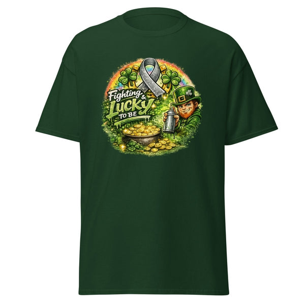 Brain Cancer Irish Tee - JohnVsGBMForest GreenS