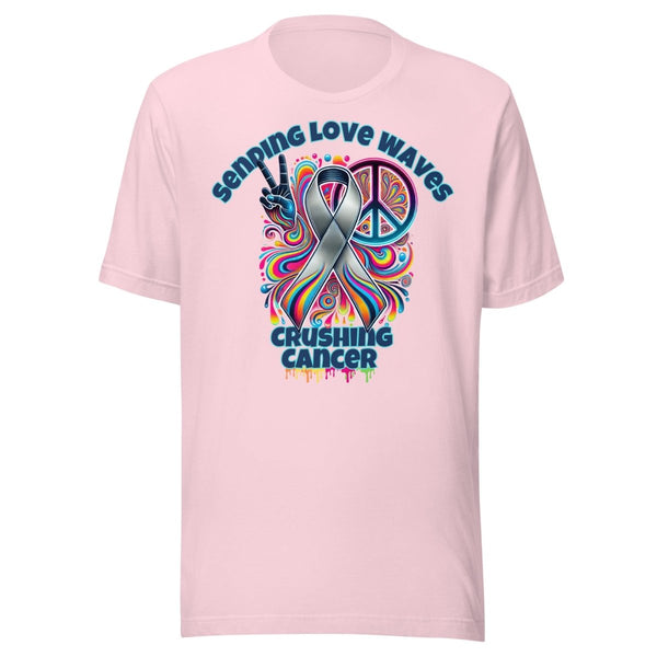 Brain Cancer Love Waves Tee - JohnVsGBMSoft PinkS